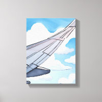 Window Seat | Aeroplane Wing Sky Watercolor Travel
