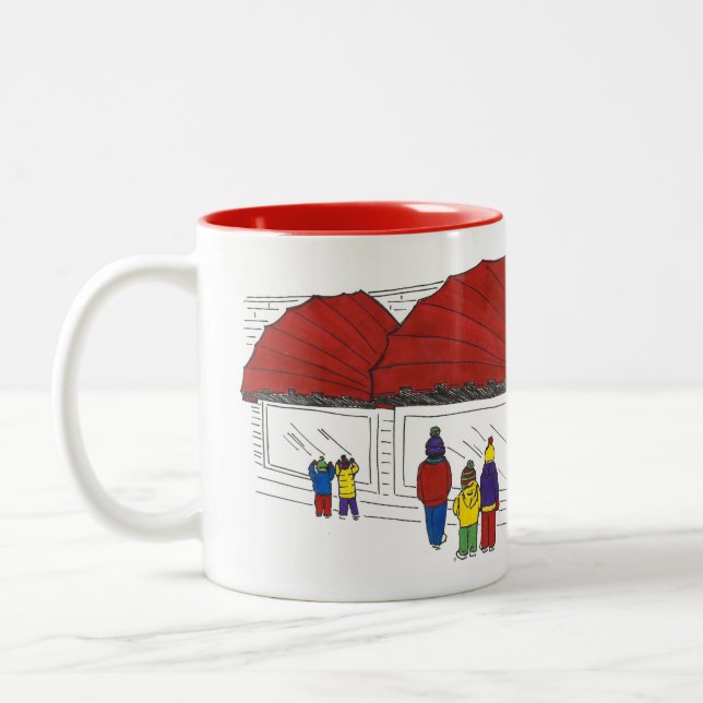 Window Shopping Christmas NYC New York City Two-Tone Coffee Mug (Left)