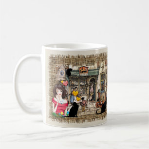 Window shopping flameless candle coffee mug