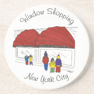Window Shopping NYC New York City Christmas Xmas Coaster