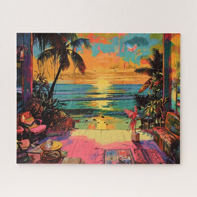 Window to Paradise – Beachside Pop Art  Jigsaw Puzzle (Horizontal)