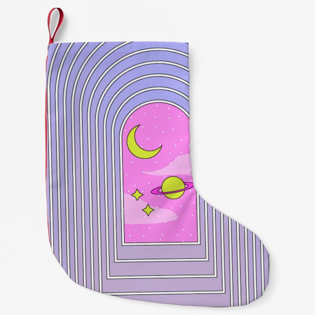 Window to the universe, esoteric cosmos digital ar small christmas stocking (Front)