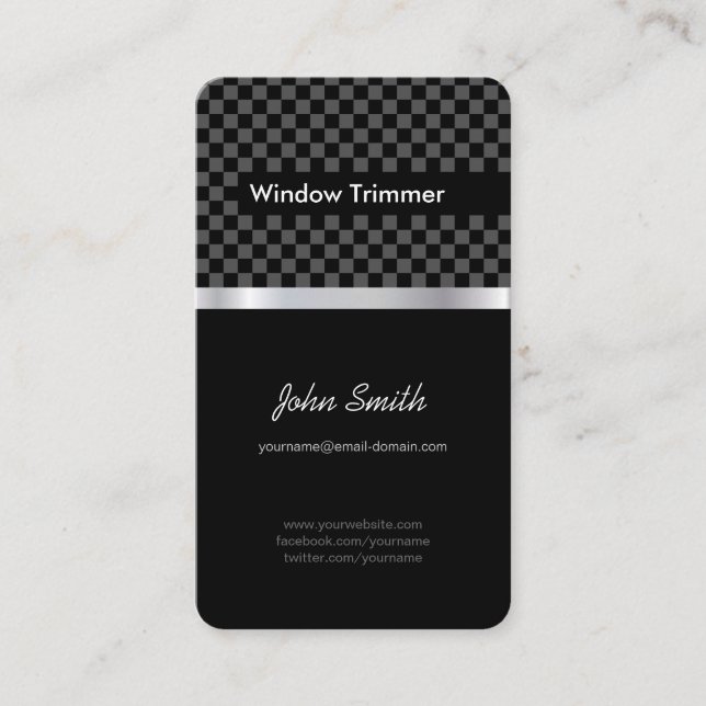 Window Trimmer - Elegant Black Chessboard Business Card (Front)