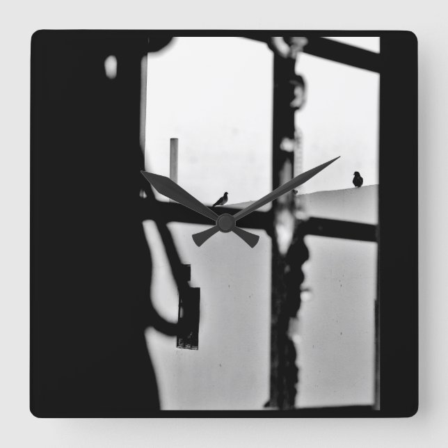 Window View Square Wall Clock (Front)