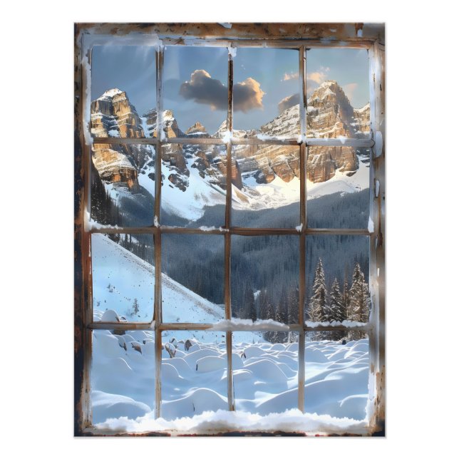Window View Winter in Mountains Photo Print (Front)
