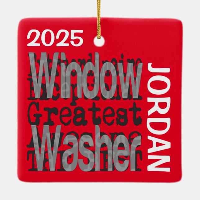 Window Washer Extraordinaire Ceramic Ornament (Back)