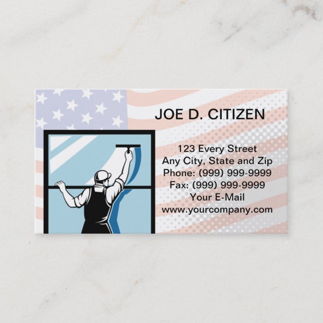 window washer washing cleaner business card (Front)