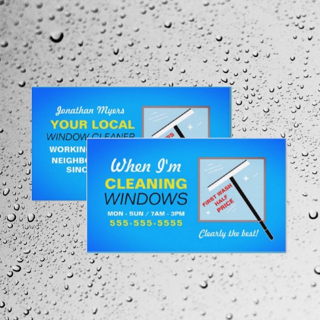 Window Washer, Window Cleaner, Cleaning Service Business Card (Creator Uploaded)