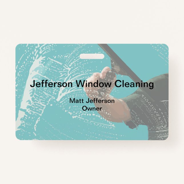 Window Washing Cleaning Work Business Badges ID Badge (Back)