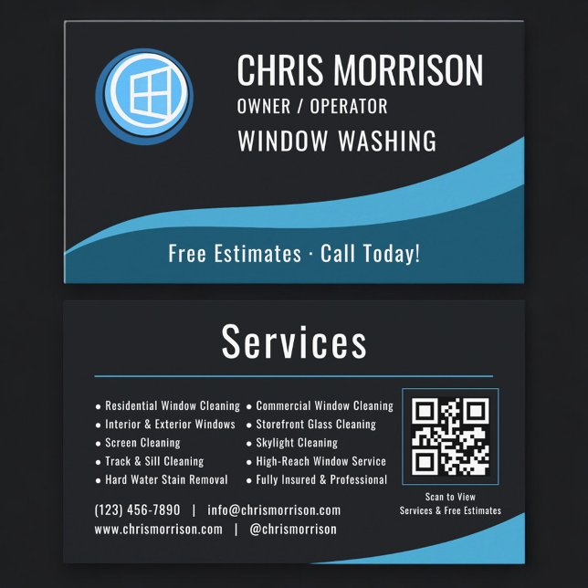 Window Washing Service QR Code Business Card (Creator Uploaded)