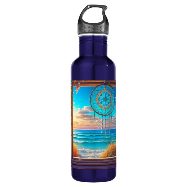Window with Suncatcher Overlooking the Ocean 710 Ml Water Bottle (Front)