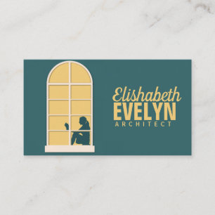 Window Woman Reading Book Business Card