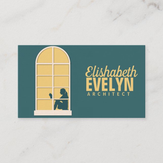 Window Woman Reading Book Business Card (Front)