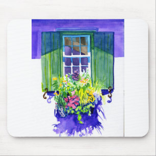 Windowbox watercolor mouse mat