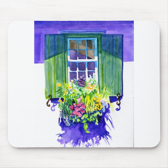 Windowbox watercolor mouse mat (Front)