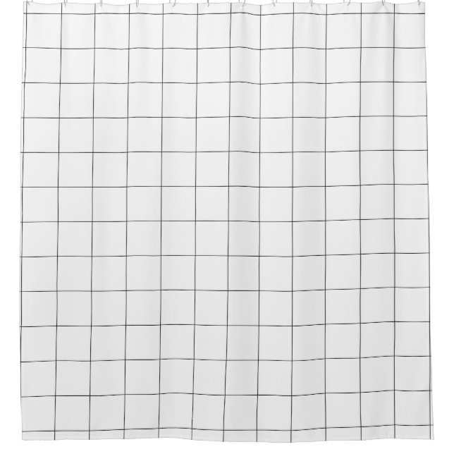 Windowpane Check Grid (black/white) Shower Curtain (Front)