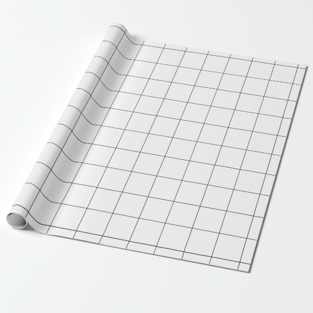 Windowpane Check Grid (black/white) Wrapping Paper (Unrolled)
