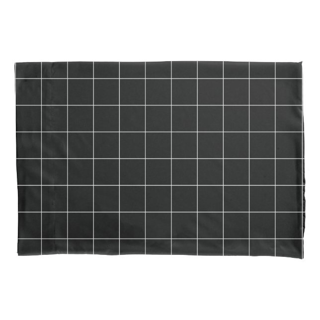Windowpane Check Grid (white/black) Pillowcase (Front)