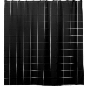 Windowpane Check Grid (white/black) Shower Curtain