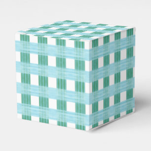 Windowpane Weave Gingham in Green and Aqua Favour Box