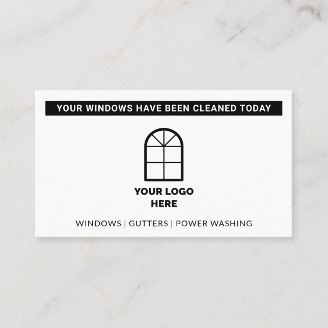 Windows Cleaned Today Add Your Logo Black Text Business Card (Front)