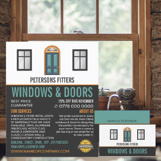 Windows & Doors, Window & Door Fitter Company Business Card
