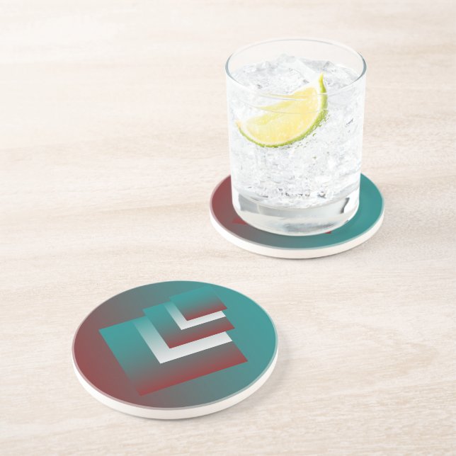 Windows in teal burgundy white coaster (Side)