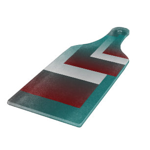 Windows in teal burgundy white cutting board