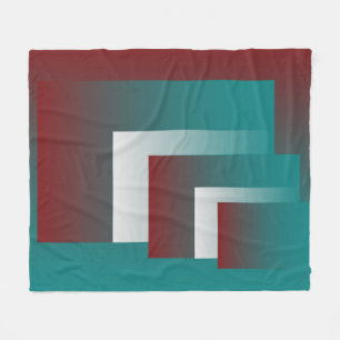 Windows in teal burgundy white fleece blanket