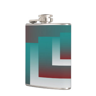 Windows in teal burgundy white hip flask