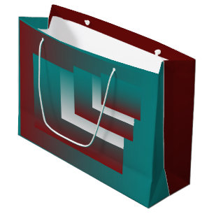 Windows in teal burgundy white large gift bag