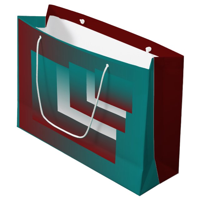 Windows in teal burgundy white large gift bag (Front Angled)