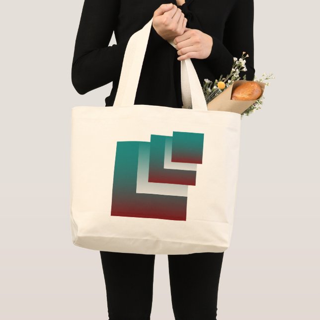 Windows in teal burgundy white large tote bag (Front (Product))