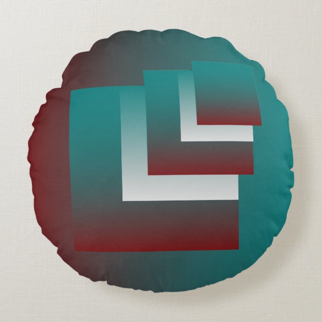 Windows in teal burgundy white round cushion (Front)