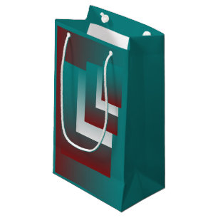 Windows in teal burgundy white small gift bag