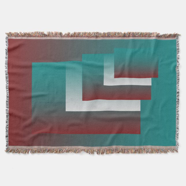 Windows in teal burgundy white throw blanket (Front)