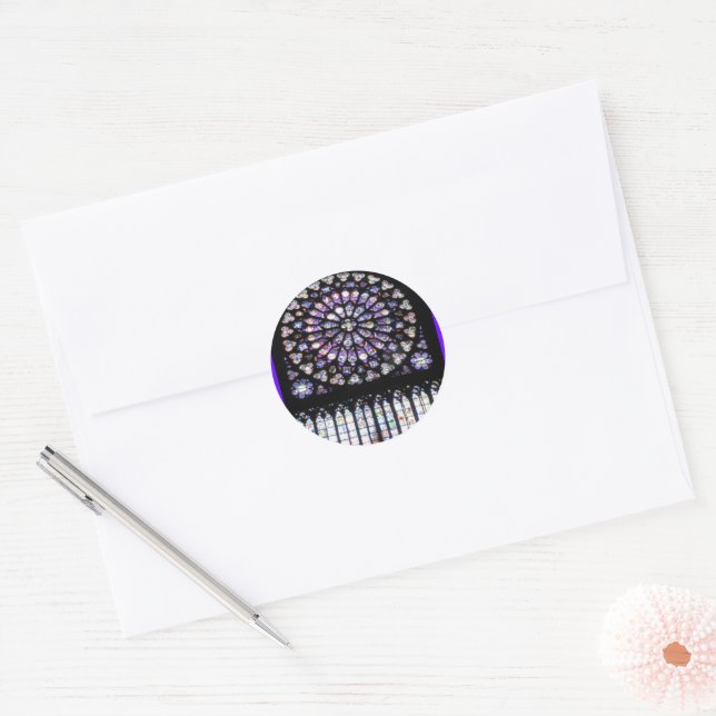 Windows of Notre Dame Classic Round Sticker (Envelope)