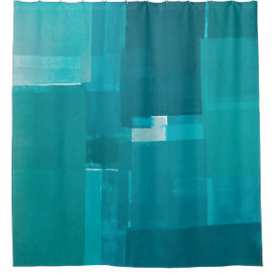'Windows' Teal Abstract Art Shower Curtain
