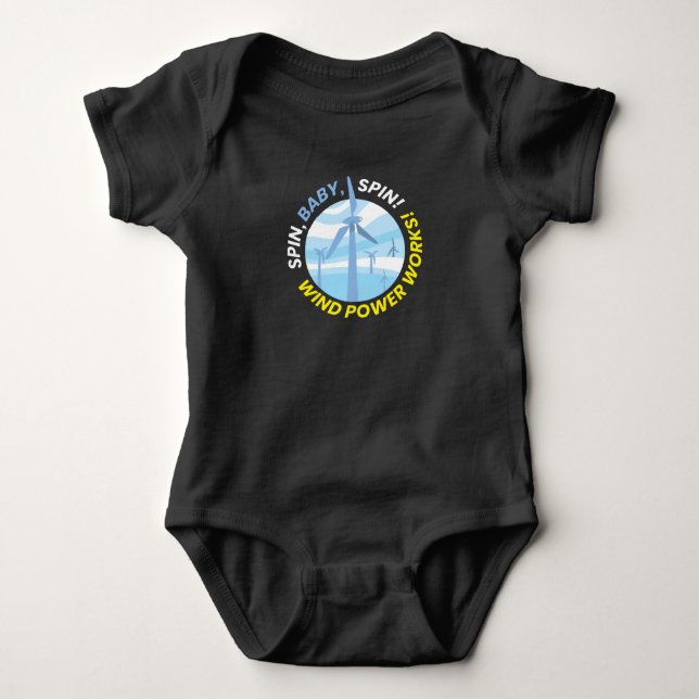 Windpower Wind Power Works Wind Energy Baby Bodysuit (Front)