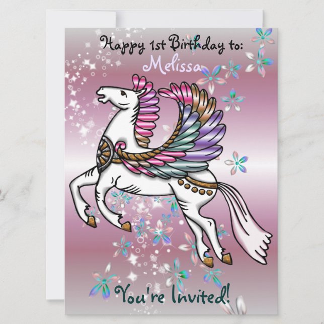Winds and Wings Pegasus  BIRTHDAY BABY SHOWER Invitation (Front)