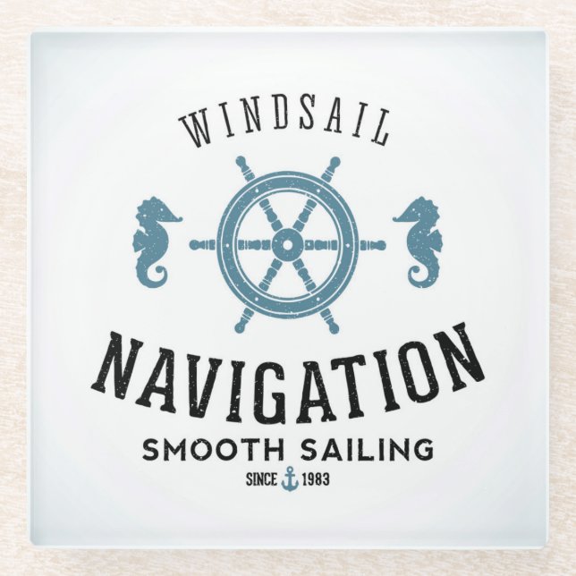 Windsail Navigation Poster Glass Coaster (Front)