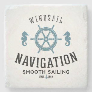 Windsail Navigation Poster Stone Coaster