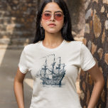 Windsailing vintage nautical boat Tri-Blend shirt<br><div class="desc">Blue tone wind-sailing nautical vintage boat</div>