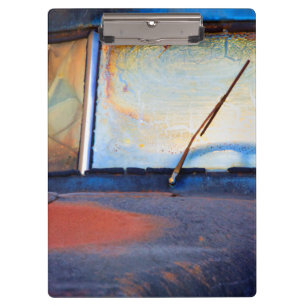 Windshield of an old rusty truck clipboard
