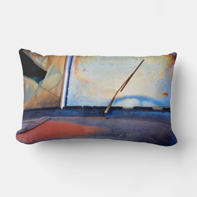 Windshield of an old rusty truck lumbar cushion (Front)