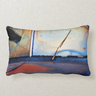 Windshield of an old rusty truck lumbar cushion