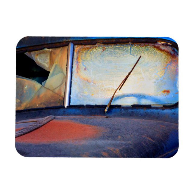 Windshield of an old rusty truck magnet (Horizontal)