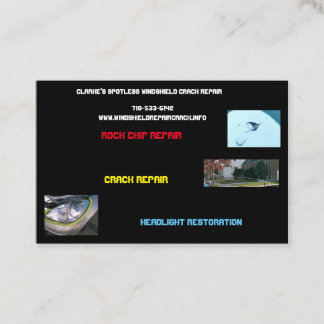 Windshield Repair & Headlight restoration business Business Card