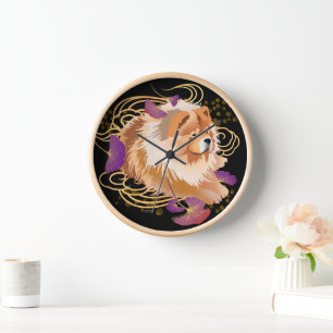 WINDSONG  Chow Wall Clock wood frame 3 colours