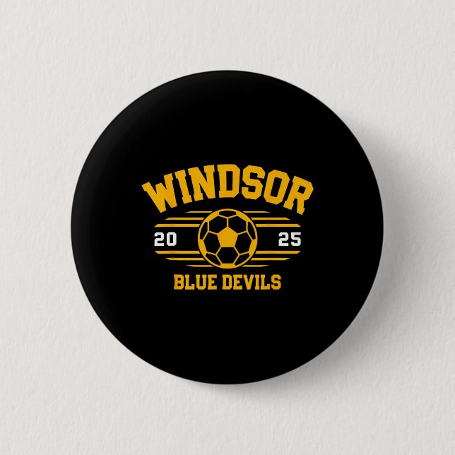 Windsor Blue Devils Soccer Byll 2025  6 Cm Round Badge (Front)